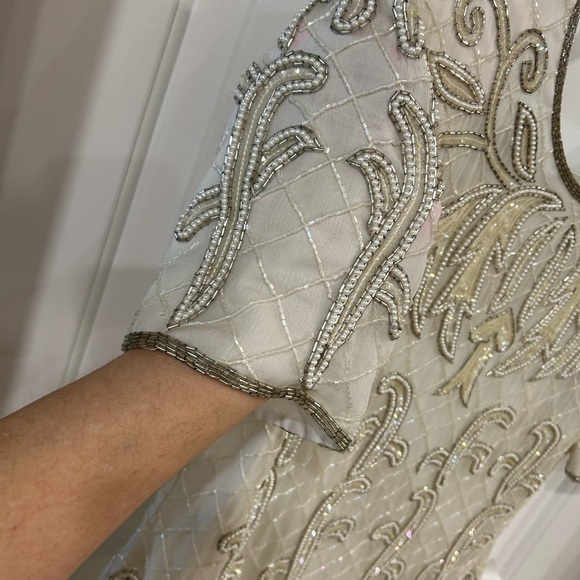 Papell Boutique Evening beaded top old money upscale mom of bride or groom sizeM - Picture 8 of 10